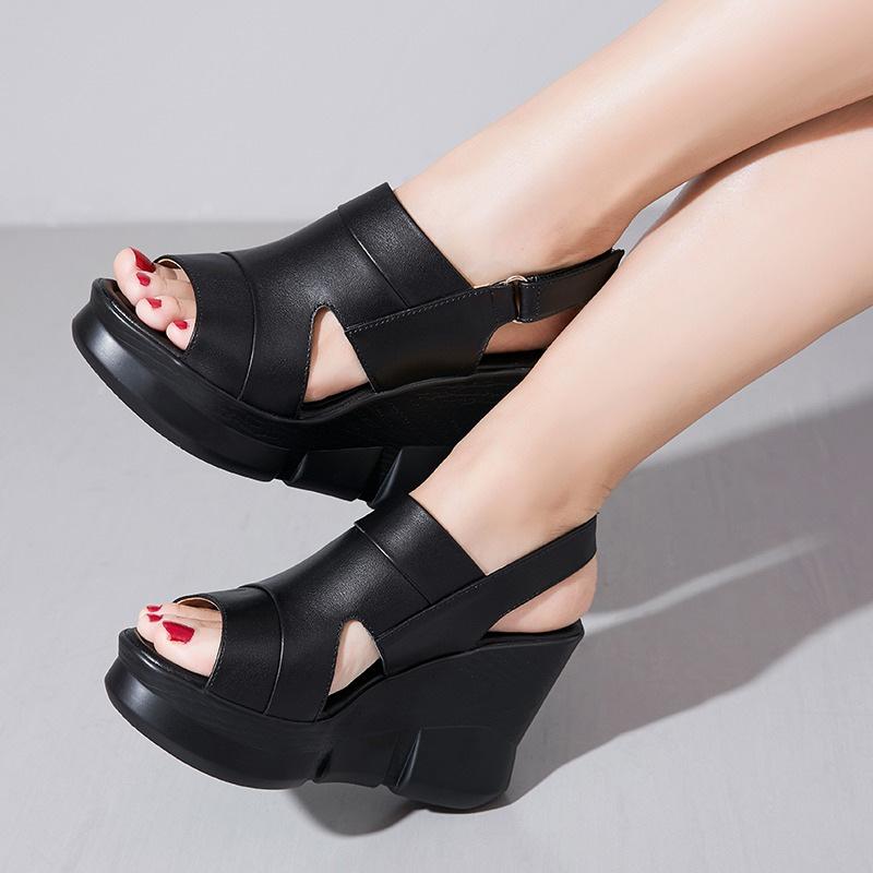 2024 Hot Selling Summer Matsuke Thick Sole Fish Mouth Sandals Luxury Women's Outwear Slope Heels Comfortable Roman Sandals
