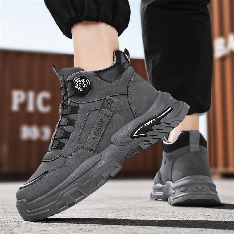 Men’s Black Deserts Shoes Casual Hiking Boots Grey Outdoor Sport Boots Plus Size High Top Sneakers