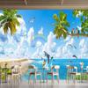 3d Dolphin Wallpaper Seaside Scenery Landscape Wall Mural Bedroom Living Room Hotel Beach Wallpaper Home Decor
