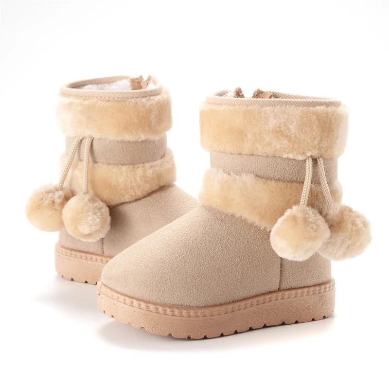 Child Shoes New Trendy Winter Boots for Children Thick Soled Wool Ball Snow Boots Winter Cotton Inserts Girl Sneakers Botas Niña