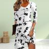 Women Casual Dress Autumn White Tassel Flower Print Dresses For Women O-neck Short Sleeve Dress Plus Size