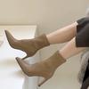 Fashion 2025 Spring Pointed Toe Women Modern Ankle Boots Fashion Soft Leather Short Booties Concise High Heels Shoes