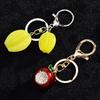 Delicious Fruit Peach Pendant Keychain Cute Persimmon Charm Keyring For Women Men Bag Decoration Ornament Accessories Gift