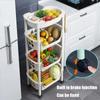 Kitchen Storage Rack Multi-layer Fruit Shelf Bathroom Organizer Supplies Vegetable Holder Basket Storage Movable Shelf with Wheels