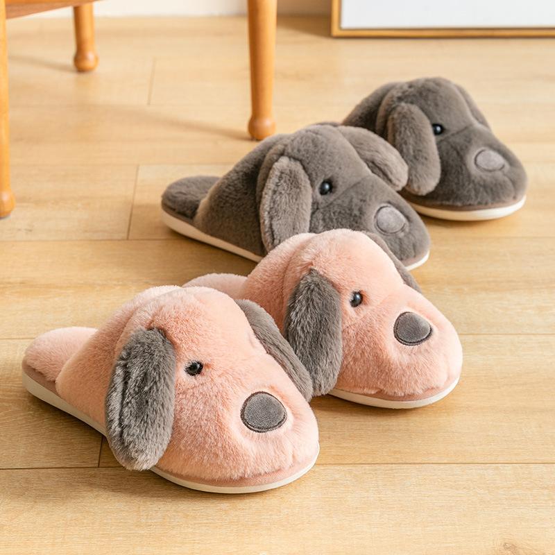 Fashion Slippers Cotton Autumn and Winter New Plush Warm Indoor Men and Women Couple Plush Slippers Corgi Hip Slippers Zapatillas