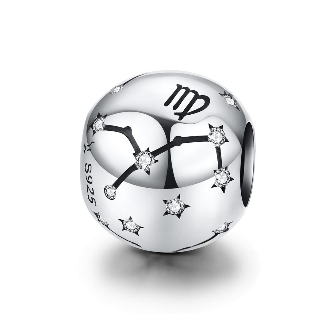 WOSTU 12 Constellation Aries Beads 925 Sterling Silver CZ Charm Fit Original DIY Bracelet Beads