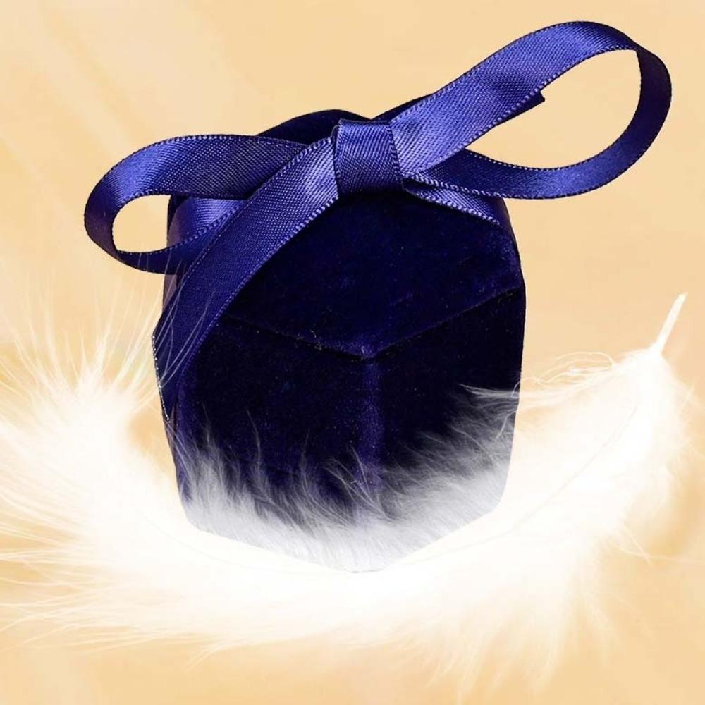 Three-dimensional Hexagonal Jewelry Box Velvet Ring Display Case Flocking Ring Box  Party