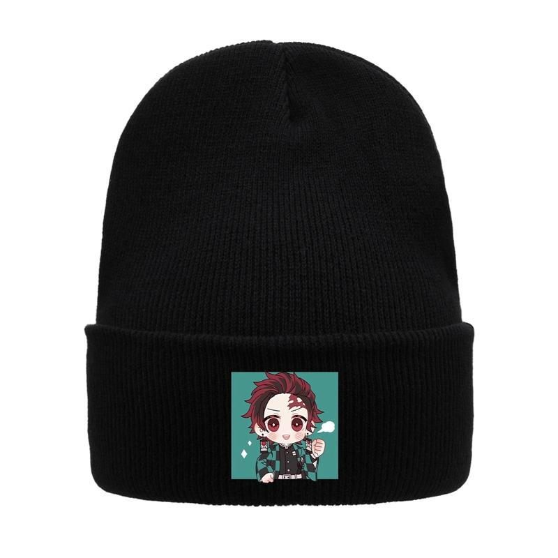 Knit Hat Demon Slayer Kimetsu No Yaiba Anime Winter Warm Beanie Caps Gonpachiro Kamanoko Unisex Women Casual Bonnet
