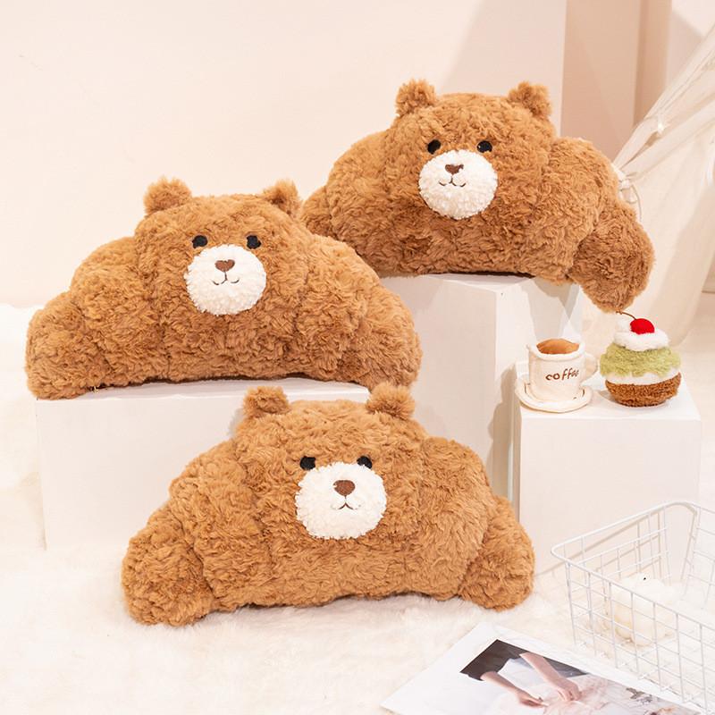 Plush Toy Croissant Pp Cotton Filled Brown Bear Pillow Sofa Cushion Doll Gift