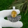 Natural Ocean Jasper Gemstone Pendant Yellow 925 Sterling Silver Indian Jewelry