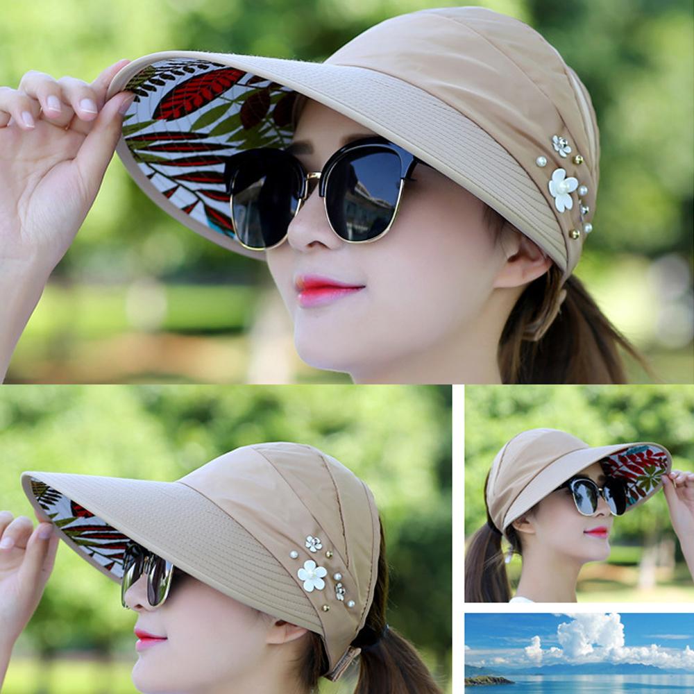 Vacation Wide Brim Foldable Anti-UV Visor Caps Sun Hat Beach Cap Casual Hats