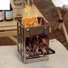 Square Wood Burning Camping Stove Outdoor Survival BBQ Mini Grill BBQ Outdoor Camping BBQ Firewood Folding BBQ Picnic Stove