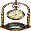 Brass Analog Antique Desk Clock and Shelf Clock with Compass Victoria London