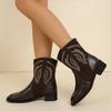 Модные женские массивные одинарные ботинки Весна Новые Остроносые Задняя молния Вышивка Противоскользящие Износостойкие Короткие ботинки