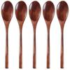 AOOSY Spoon Set of 5, 22cm, Natural Wood Spoons, Carved from Blocks of Wood, No Glue, Natural Lacquer Spoons, Bento Box, Dining Room Use, Salad, Curry