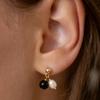 (925 Silver) Pearl and Onyx Stud Earrings EC3273