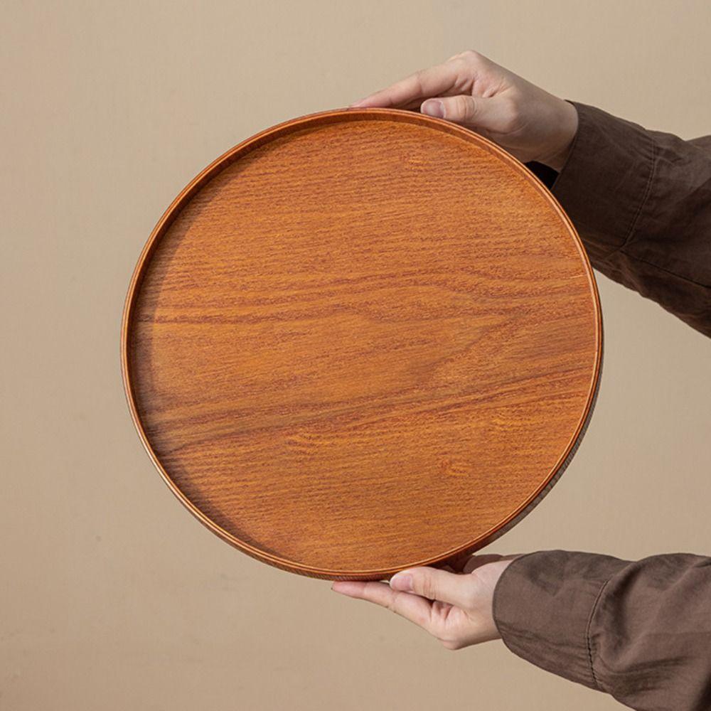 Simple Decorative Tray Natural Candle Holder Tray Multifunctional Wood Serving Tray Coffee Table