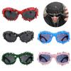 Stylish Rivet Studded Frame Sunglasses with Spikes Punk All Matching Cool Sun Glasses Popular PC Eyeglasses for Party