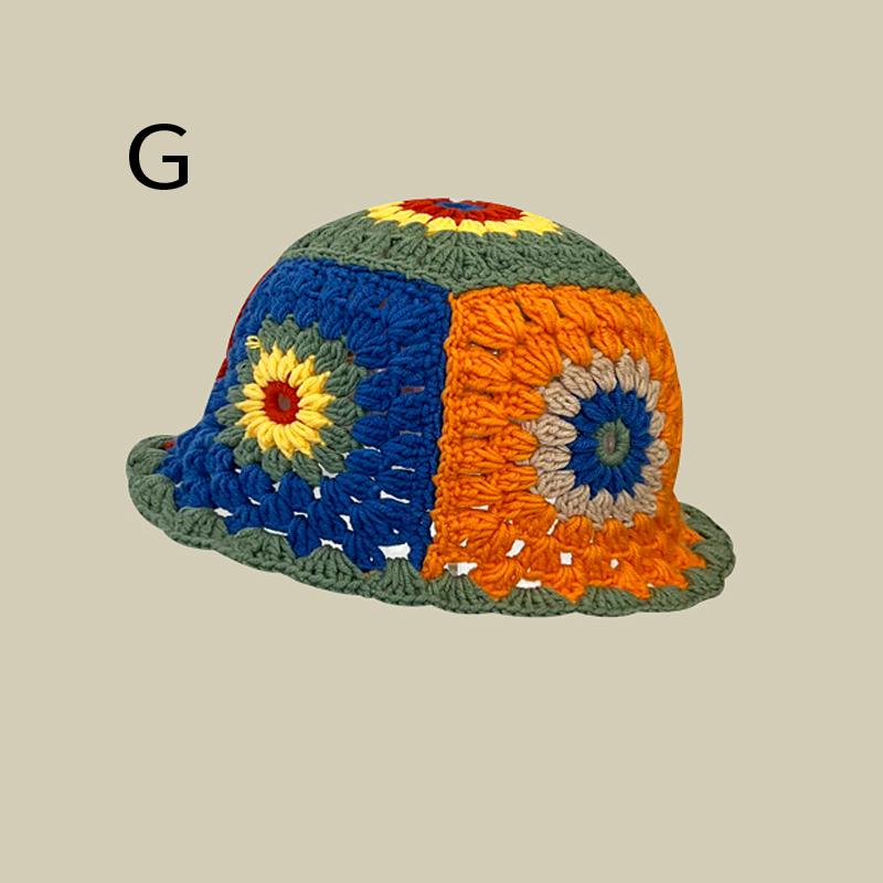 2024 Flower Crochet Bucket Hat Women Summer Handmade Knit Beanies INS Y2k Korean Fashion Panama Cap