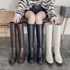 Women'S Boots Spring New High Barrel Knight Boots Low Heel Square Head Long Boots Women'S Coarse Heel Women'S Shoes