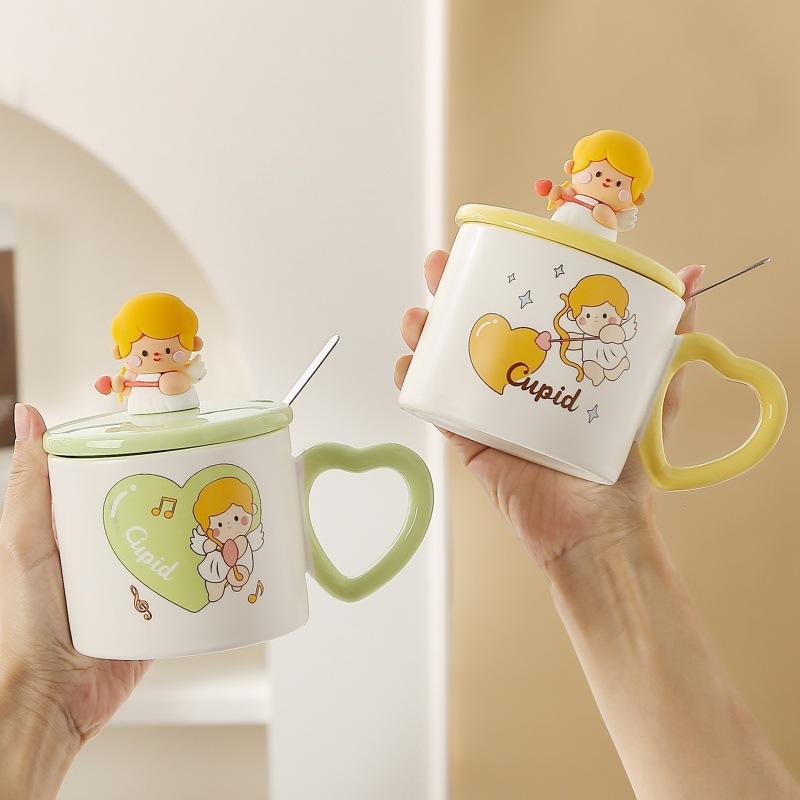 Chinese Valentine's Day Gift Couple Mug High Precision Ceramic Cup with Lid Water Cup Women's Souvenir