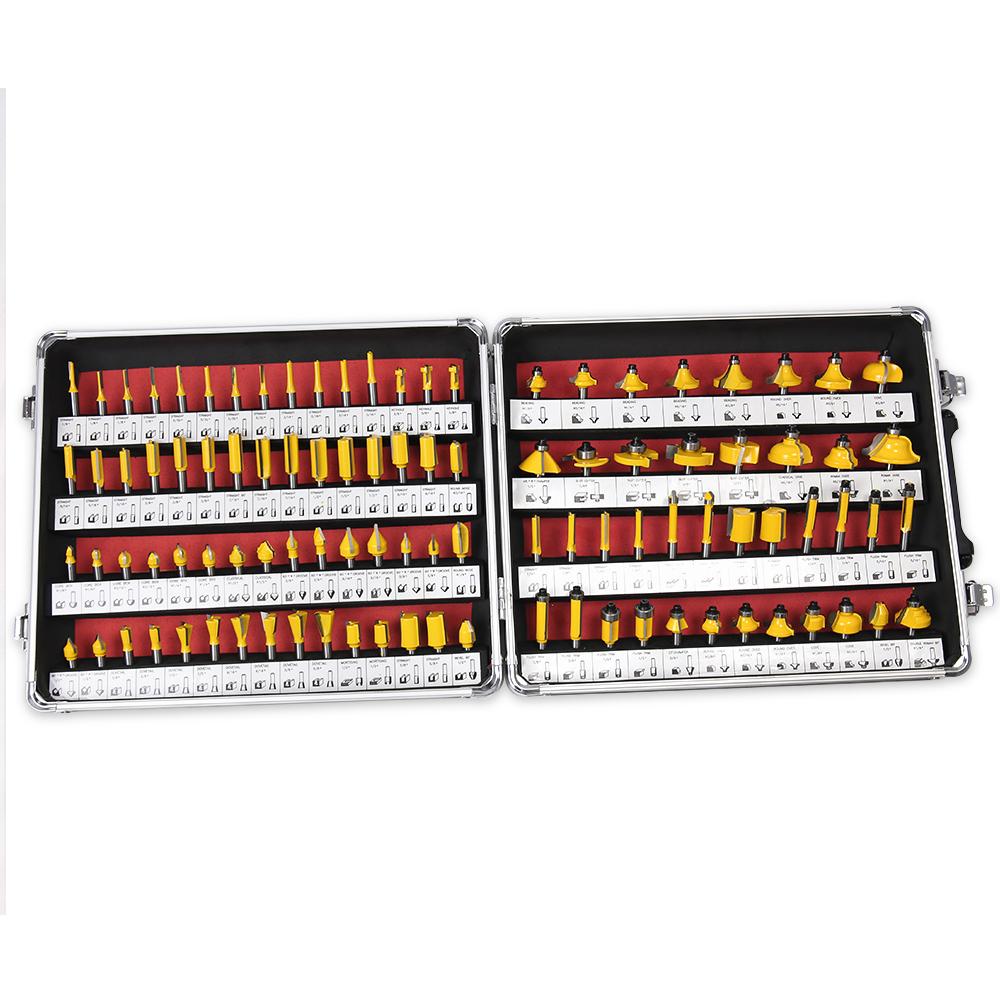 Allsome 100Pcs/Set 1/4 Inch Shank Tungsten Carbide Router Bit Woodworking Milling Cutter HT1192