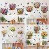 3D Wooden Barrel Wall Sticker Flower Decoration Butterfly Lavender Rose Tile Sticker Kitchen Restaurant Background Home Decor Peel and Stick