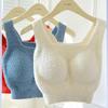 Plush Women's Lambskin Vest with Chest Pads - Warm, Bra-Free, One-Piece Innerwear for Autumn and Winter