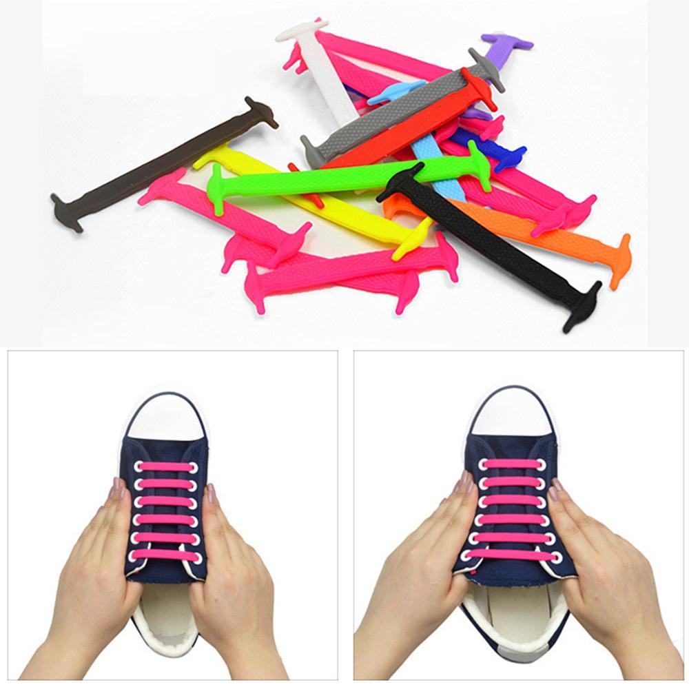 Fashion Sport Shoelaces Elastic Silicone Multicolor Teen Men Boys Girls Women 16pcs/set