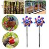Garden Windmill American Flag Design Reflective Wind Spinner Garden Decoration Patriotic Pinwheels Waterproof Bird Scare Windmill for Independence