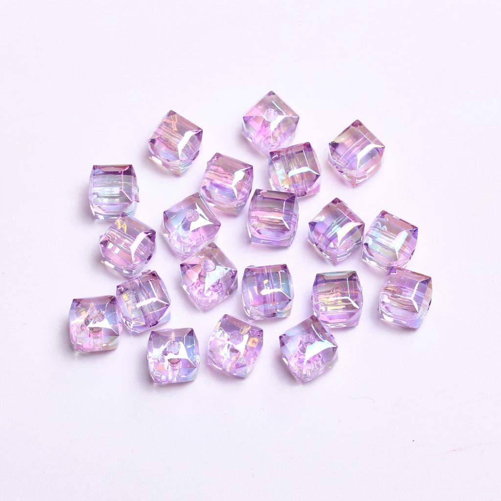 Crafts Beads for Jewelry Making Loose Earrings Bracelet Pendants 8mm DIY Part Resin Czech Crystal Cube Square Faceted 20pcs/bag UV Plated