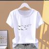(Asian Size) Graphic Tee Casual T Clothing Print 90s Trend Watercolor Female Casual Women's Top Fashion Short Sleeve T-shirt