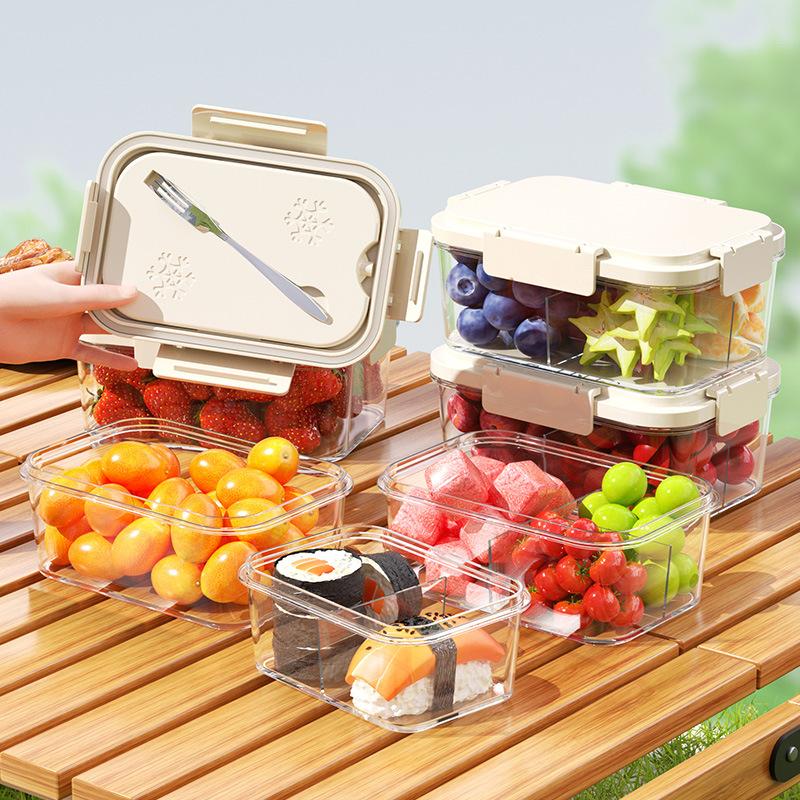 Outdoor Fruit Chilled and Fresh-keeping Boxes Lunch Boxes Plastic Sealed BoxesFood-grade Household Refrigerator Storage Boxes
