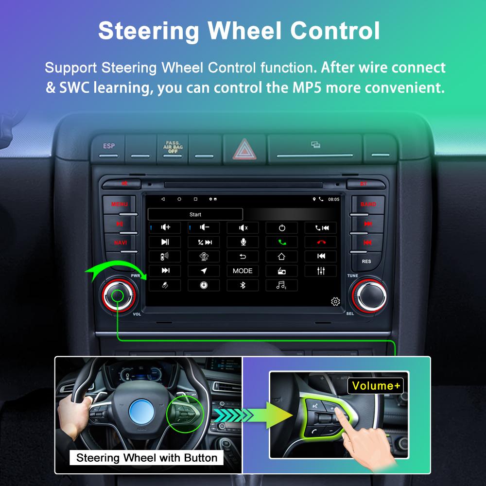 Wireless Carplay 2 Din Android 12 For A-udi A4 B6 B7 S4 RS4 Seat Exeo 2002-2008 Radio Multimedia Stereo Head Unit 4G 8-core GPS Navigation