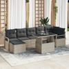 vidaXL 8-piece Garden Sofa Set with Cushions Light Grey Poly Rattan, vidaXL 2-seater Garden Sofa 3348868