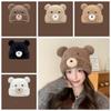 Warm Faux Fur Pullover Hat Korean Pompom Beanie Cap Fashion Cute Bear Ear Hat  Streetwear
