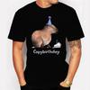 Capybara Capybirthday Print Funny T-shirts Men Oversized T Shirt Hip Hop Streetwear Cotton Funny T Shirt Men Clothes Camiseta