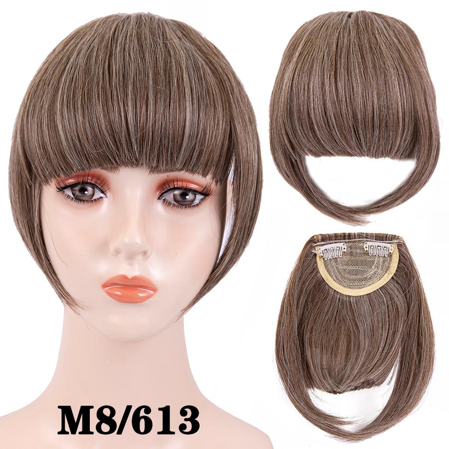 Fringe Bangs Synthetic Hair Extensions Clip In Bangs 6 Inch Short Straight Hairpiece Front Neat Bang Two Side Blonde