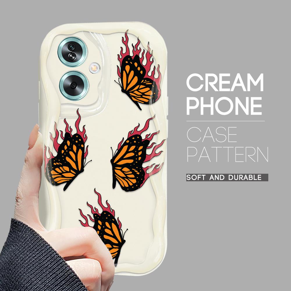 Cute Cartoon Pattern Cream Texture Casing Wavy Edge Soft Silicone Cover Phone Case for OPPO Reno Realme