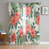 Exotic Tropical Leaves Sheer Curtain For Living Room Bedroom Voile Curtains For Window Organza Curtains Party Tulle Drapes