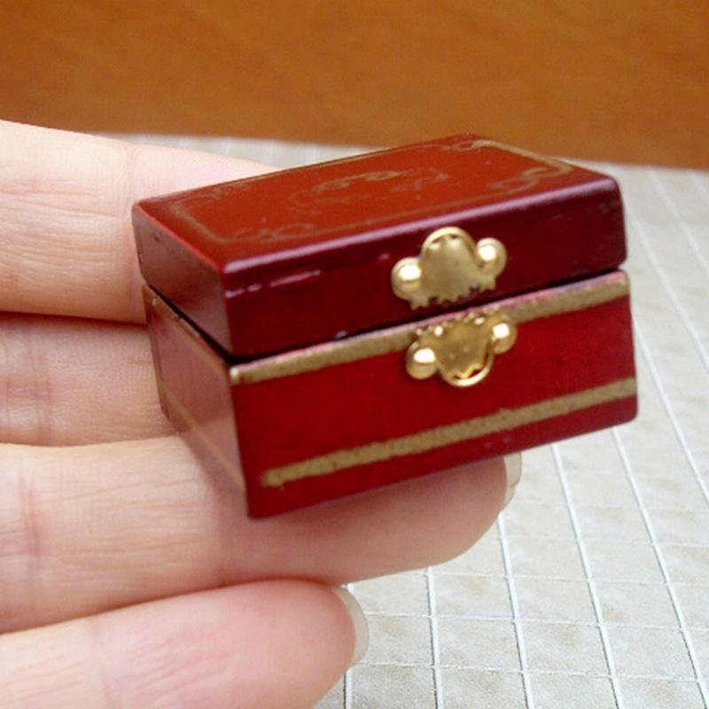 1/12 Scale Dollhouse Miniature Filled Wooden Jewelry Box Bedroom Accessories