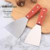 Stainless Steel Oblique Teppanyaki Shovel with Wooden Handle for Grilled Noodles, Japanese Cuisine, Pancakes, and Baking.