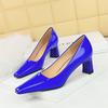 2025 Spring Versatile Fashion Shallow Mouth Patent Leather Women's Pumps Square Heel Square Toe Party Comfort Single Shoes