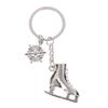 1Pc Silver Ice Skates Snowflake Pendant Key Ring Skating Key Chain Keychain