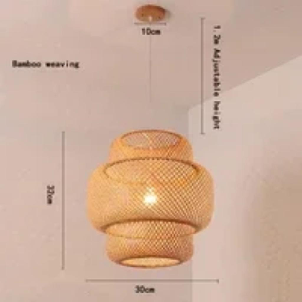 New Bamboo Lamp Shade - Natural Hand-Woven Rattan Chandelier Bamboo  Lighting Fixtures Hanging Light