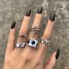 1Set Vintage Gothic Heart Rings Set For Women Men Punk Playing Card Spades Geometric Hollow Butterfly Ring Retro Finger Ring Jewelry