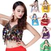 Women Bra Top Sequin Tassel Halter Neck Waist-exposure Backless Sleeveless Belly Dance Boho Festival Top Clubbing Tribal Bra Performance Exotic Top