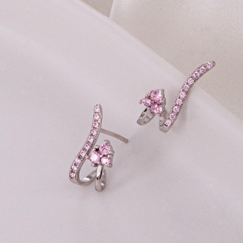 Banyan Tree S925 Silver U-Shape Diamond Luxury Earrings for Women - Korean Niche Cold Style