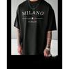 Unisex's Summer 100 Cotton Fashionable Casual Loose Plus Size MILANO ITALIA Pattern Printed Sports Round Neck Short Sleeved T-shirt