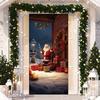 Yousheng Рождественский чехол на дверь Милый олень Чехол на входную дверь 35x82 дюйма Баннер-приветствие на крыльце для зимней праздничной вечеринки, фотофон